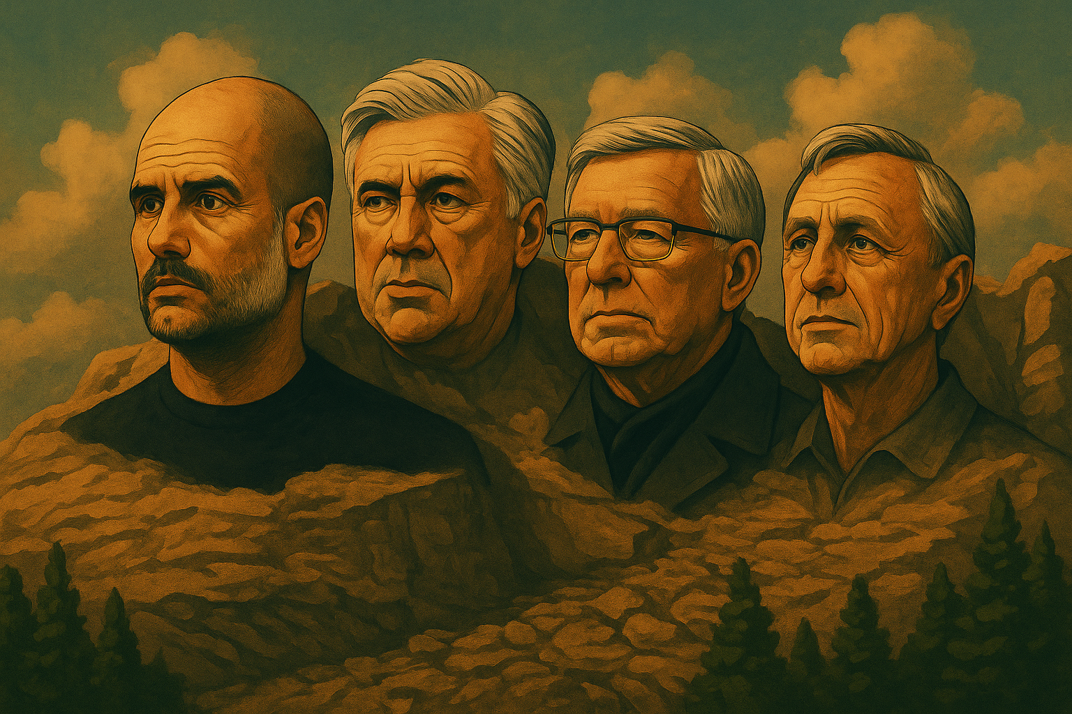 Image of Mount Rushmore with football managers